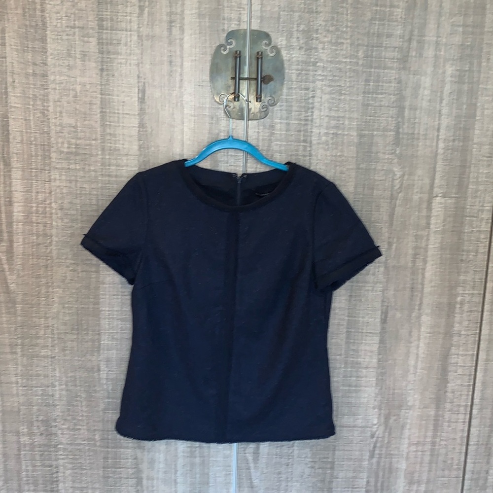 Banana Republic Navy Blue Wool‎ Fringe Edge Top